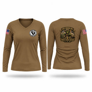 Womens Long Sleeve Vneck Shirt, 742nd 4th PLT, National Guard, Teamtime, Team time, sublimation, custom sports apparel, team uniforms, spirit wear, spiritwear, sports uniforms, custom shirts, team store, custom team store, fundraiser sports, apparel fundraiser