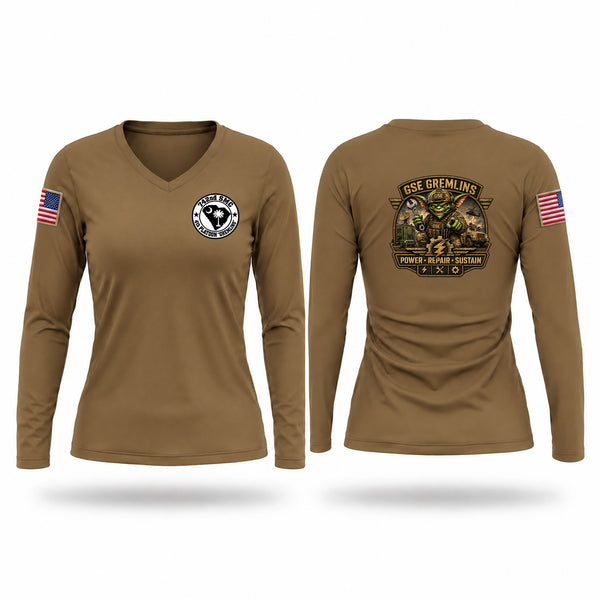 Womens Long Sleeve Vneck Shirt, 742nd 4th PLT, National Guard, Teamtime, Team time, sublimation, custom sports apparel, team uniforms, spirit wear, spiritwear, sports uniforms, custom shirts, team store, custom team store, fundraiser sports, apparel fundraiser