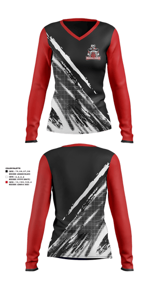 Womens Long Sleeve Vneck Shirt, DCRR, Men's Basketball, Teamtime, Team time, sublimation, custom sports apparel, team uniforms, spirit wear, spiritwear, sports uniforms, custom shirts, team store, custom team store, fundraiser sports, apparel fundraiser
