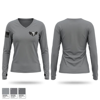 Womens Long Sleeve Vneck Shirt, JFHQ ARMIS, National Guard, Teamtime, Team time, sublimation, custom sports apparel, team uniforms, spirit wear, spiritwear, sports uniforms, custom shirts, team store, custom team store, fundraiser sports, apparel fundraiser