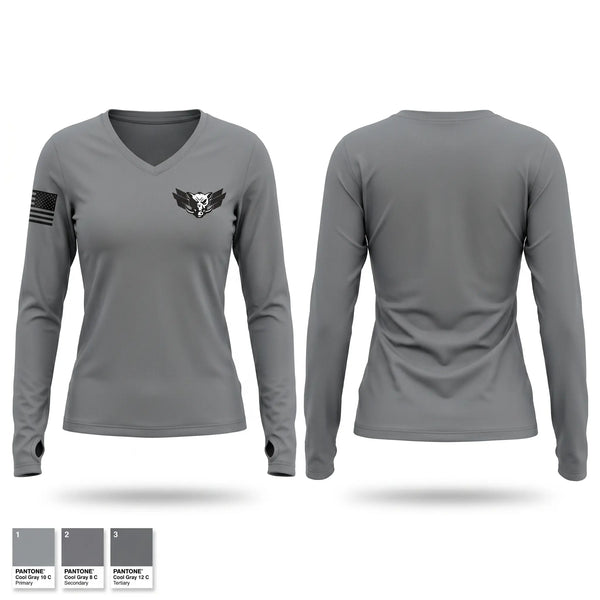Womens Long Sleeve Vneck Shirt, JFHQ ARMIS, National Guard, Teamtime, Team time, sublimation, custom sports apparel, team uniforms, spirit wear, spiritwear, sports uniforms, custom shirts, team store, custom team store, fundraiser sports, apparel fundraiser