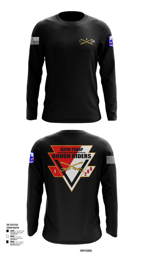 Long Sleeve Performance Shirt, A Troop, 1st squadron-299th Calvary Regiment, , Teamtime, Team time, sublimation, custom sports apparel, team uniforms, spirit wear, spiritwear, sports uniforms, custom shirts, team store, custom team store, fundraiser sports, apparel fundraiser