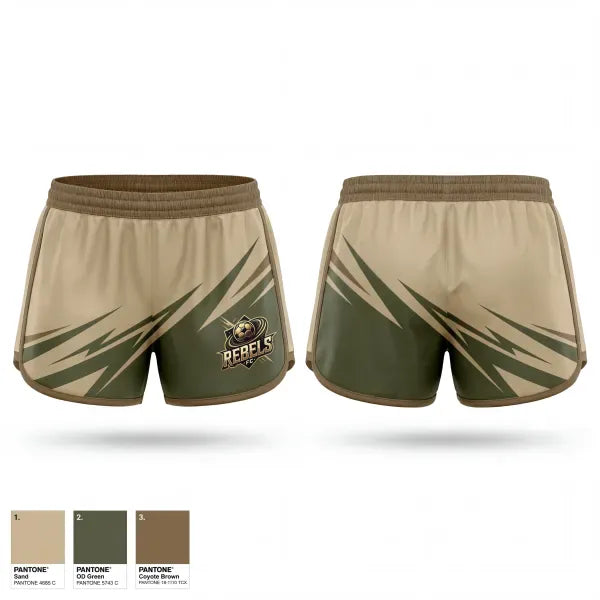 Womens Shorts, Rebels FC, Men's Soccer, Teamtime, Team time, sublimation, custom sports apparel, team uniforms, spirit wear, spiritwear, sports uniforms, custom shirts, team store, custom team store, fundraiser sports, apparel fundraiser