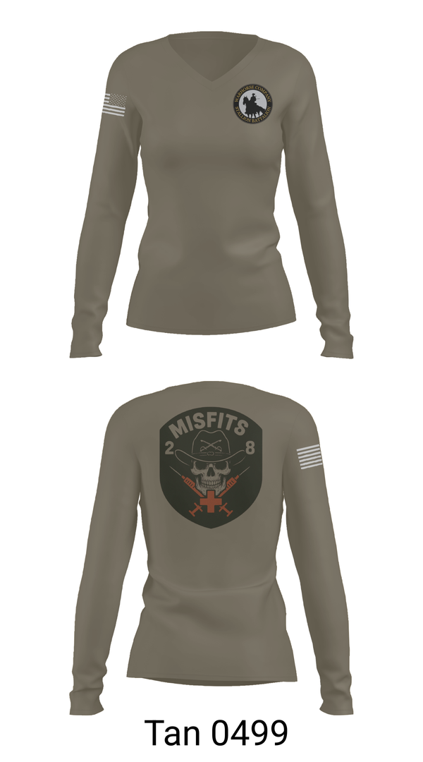 Womens Long Sleeve Vneck Shirt, 2-8 Cav, HHC, Medic Platoon, , Teamtime, Team time, sublimation, custom sports apparel, team uniforms, spirit wear, spiritwear, sports uniforms, custom shirts, team store, custom team store, fundraiser sports, apparel fundraiser
