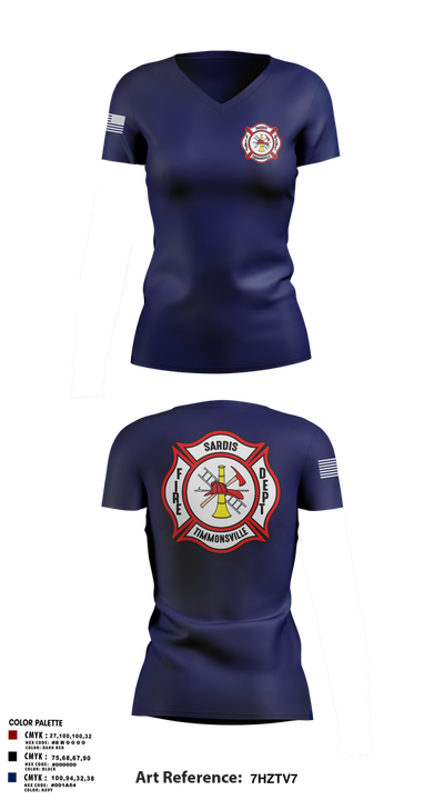 Sardis-Timmonsville fire department station 1 32598145 Women's Short Sleeve V-neck Shirt - 2