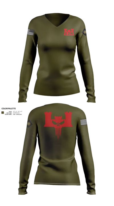 A co 578th BEB 4198260 Women's Long Sleeve V-neck Shirt - 101
