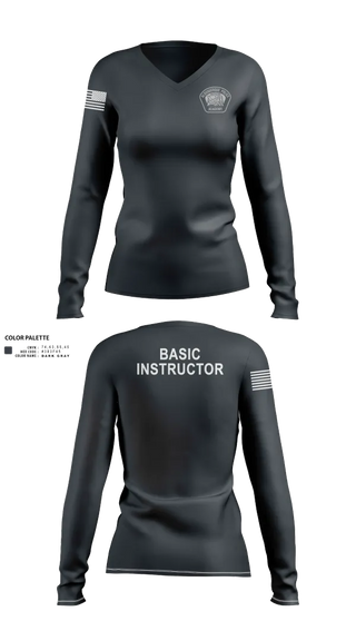 Womens Long Sleeve Vneck Shirt, Academy- Basic Unit, Police, Teamtime, Team time, sublimation, custom sports apparel, team uniforms, spirit wear, spiritwear, sports uniforms, custom shirts, team store, custom team store, fundraiser sports, apparel fundraiser