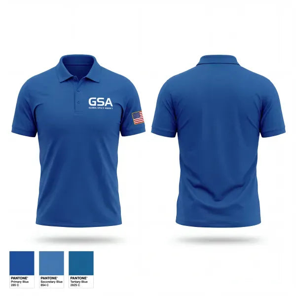 Short Sleeve Performance Polo, GSA, Space Force, Teamtime, Team time, sublimation, custom sports apparel, team uniforms, spirit wear, spiritwear, sports uniforms, custom shirts, team store, custom team store, fundraiser sports, apparel fundraiser
