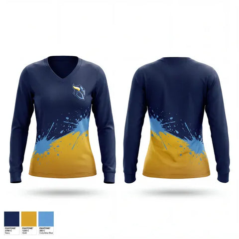 Womens Long Sleeve Vneck Shirt, River City Raiders, Wrestling, Teamtime, Team time, sublimation, custom sports apparel, team uniforms, spirit wear, spiritwear, sports uniforms, custom shirts, team store, custom team store, fundraiser sports, apparel fundraiser