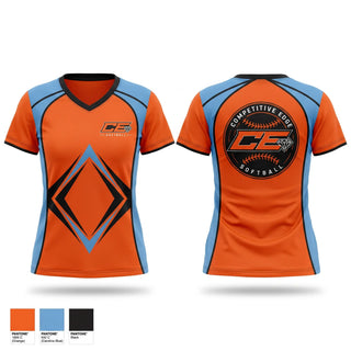 Womens Short Sleeve Vneck Shirt, Competitive edge diamonds, Softball, Teamtime, Team time, sublimation, custom sports apparel, team uniforms, spirit wear, spiritwear, sports uniforms, custom shirts, team store, custom team store, fundraiser sports, apparel fundraiser
