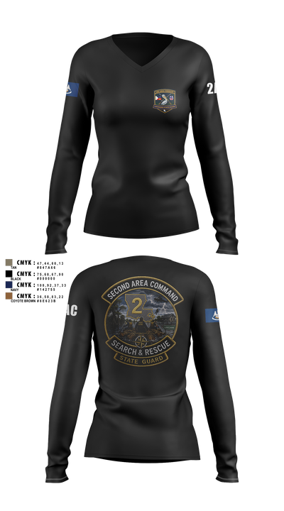 2nd area command 59908555 Women's Long Sleeve V-neck Shirt - 23