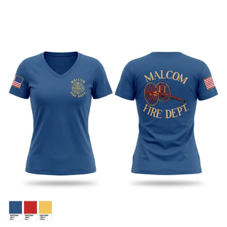 Womens Short Sleeve Vneck Shirt, Malcom Fire, Fire Department, Teamtime, Team time, sublimation, custom sports apparel, team uniforms, spirit wear, spiritwear, sports uniforms, custom shirts, team store, custom team store, fundraiser sports, apparel fundraiser