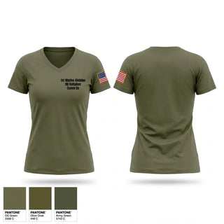 Womens Short Sleeve Vneck Shirt, 1st Marine Division HQ Battalion Comm Co, Marines, Teamtime, Team time, sublimation, custom sports apparel, team uniforms, spirit wear, spiritwear, sports uniforms, custom shirts, team store, custom team store, fundraiser sports, apparel fundraiser