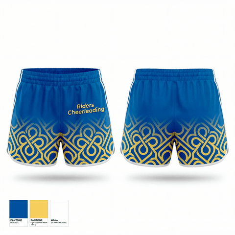 Womens Shorts, Riders Cheerleading, Cheer, Teamtime, Team time, sublimation, custom sports apparel, team uniforms, spirit wear, spiritwear, sports uniforms, custom shirts, team store, custom team store, fundraiser sports, apparel fundraiser