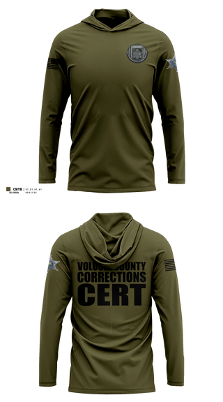 Long Sleeve hooded sunshirt, Volusia County CERT, Police, Teamtime, Team time, sublimation, custom sports apparel, team uniforms, spirit wear, spiritwear, sports uniforms, custom shirts, team store, custom team store, fundraiser sports, apparel fundraiser