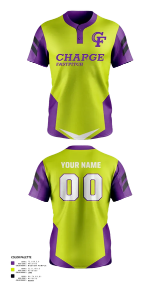 Two Button Softball Jersey, Charge Fastpitch, Softball, Teamtime, Team time, sublimation, custom sports apparel, team uniforms, spirit wear, spiritwear, sports uniforms, custom shirts, team store, custom team store, fundraiser sports, apparel fundraiser
