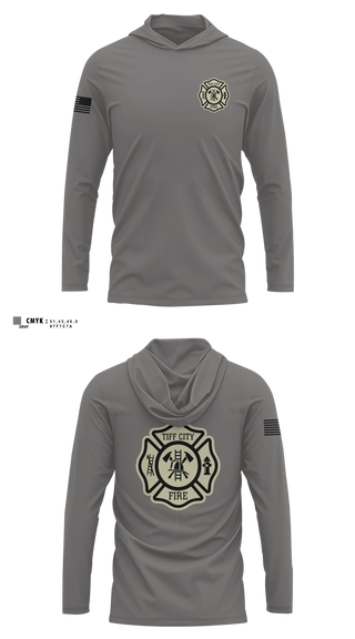 Long Sleeve hooded sunshirt, tiff city, Fire Department, Teamtime, Team time, sublimation, custom sports apparel, team uniforms, spirit wear, spiritwear, sports uniforms, custom shirts, team store, custom team store, fundraiser sports, apparel fundraiser