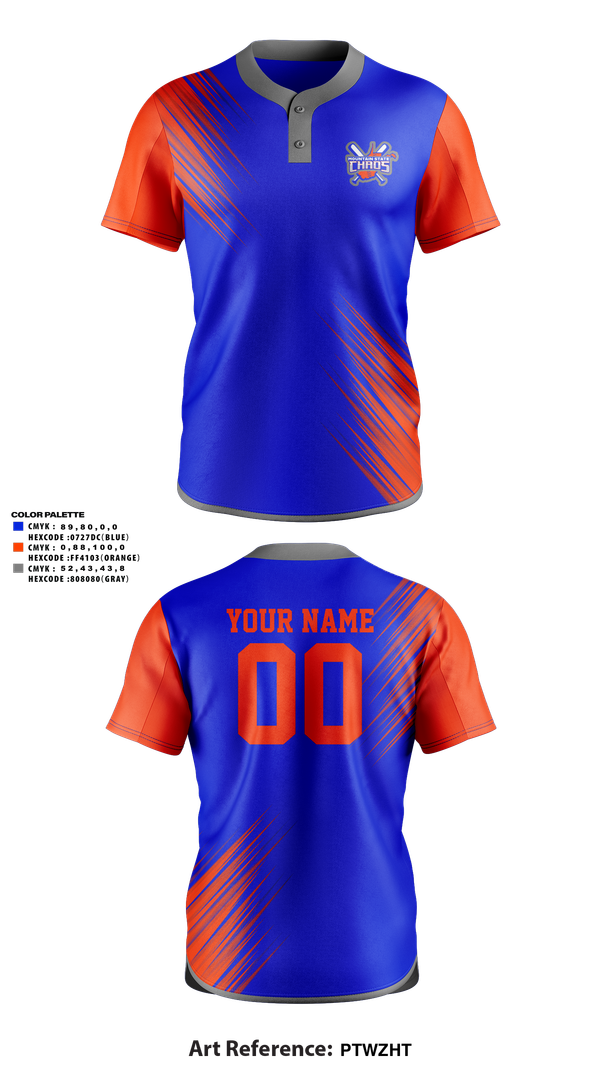 Two Button Softball Jersey, Mountain State Chaos, Softball, Teamtime, Team time, sublimation, custom sports apparel, team uniforms, spirit wear, spiritwear, sports uniforms, custom shirts, team store, custom team store, fundraiser sports, apparel fundraiser
