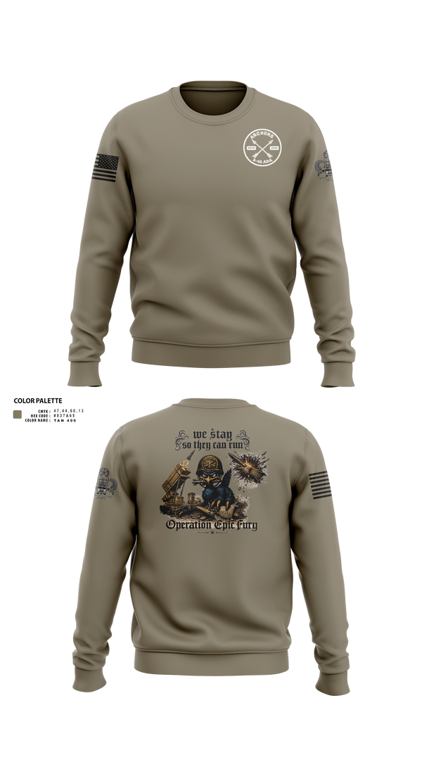 Crew Neck Sweatshirt, A/2-43 ADA, Army, Teamtime, Team time, sublimation, custom sports apparel, team uniforms, spirit wear, spiritwear, sports uniforms, custom shirts, team store, custom team store, fundraiser sports, apparel fundraiser