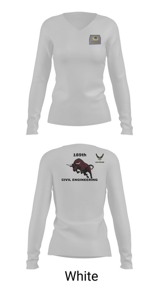 Womens Long Sleeve Vneck Shirt, 189th Civil Engineering, Air Force, Teamtime, Team time, sublimation, custom sports apparel, team uniforms, spirit wear, spiritwear, sports uniforms, custom shirts, team store, custom team store, fundraiser sports, apparel fundraiser