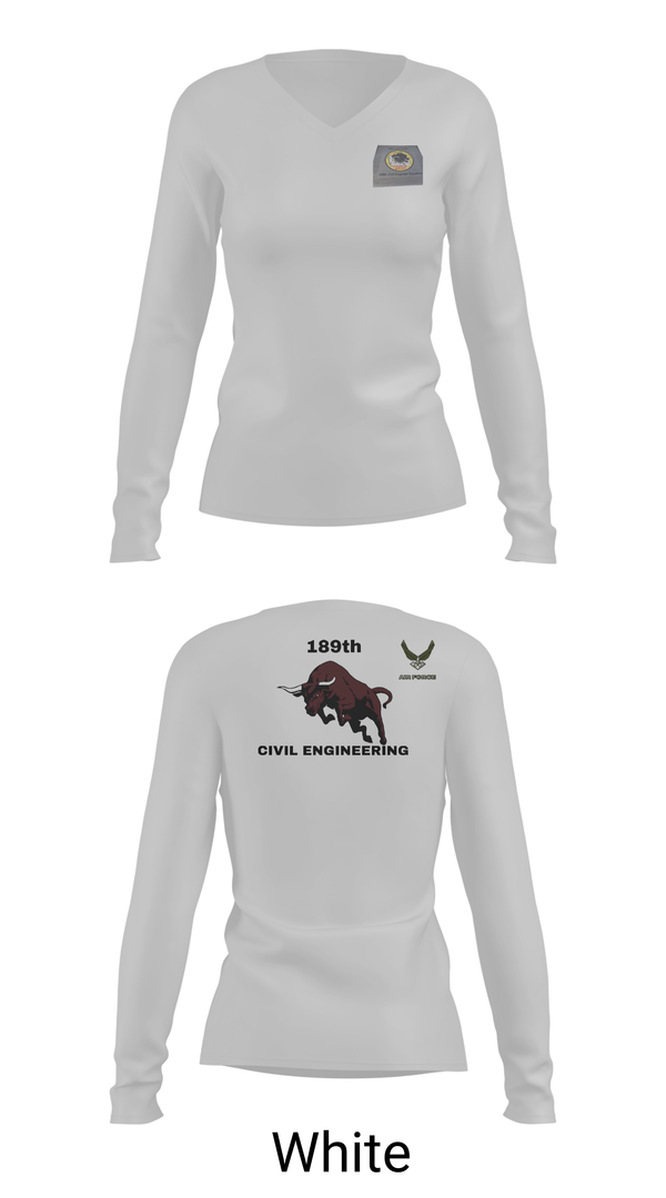 Womens Long Sleeve Vneck Shirt, 189th Civil Engineering, Air Force, Teamtime, Team time, sublimation, custom sports apparel, team uniforms, spirit wear, spiritwear, sports uniforms, custom shirts, team store, custom team store, fundraiser sports, apparel fundraiser