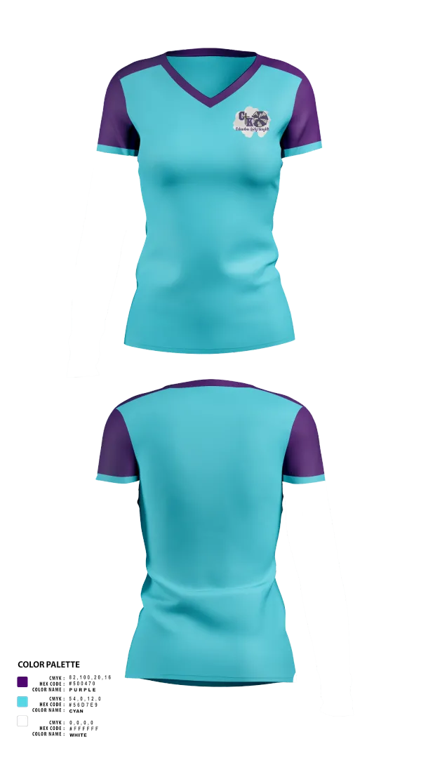 Womens Short Sleeve Vneck Shirt, Columbia Knights Football, , Teamtime, Team time, sublimation, custom sports apparel, team uniforms, spirit wear, spiritwear, sports uniforms, custom shirts, team store, custom team store, fundraiser sports, apparel fundraiser
