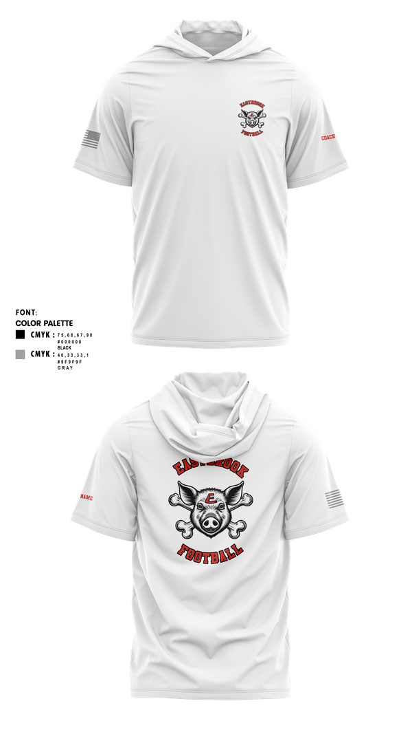 Short Sleeve Performance Shirt with hood, Eastbrook Football, Army, Teamtime, Team time, sublimation, custom sports apparel, team uniforms, spirit wear, spiritwear, sports uniforms, custom shirts, team store, custom team store, fundraiser sports, apparel fundraiser