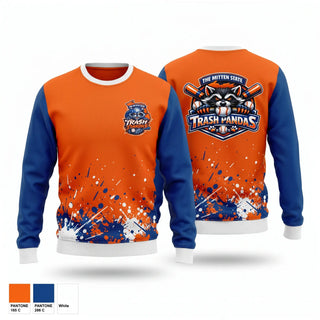 Crew Neck Sweatshirt, The Mitten State Trash Pandas, Baseball, Teamtime, Team time, sublimation, custom sports apparel, team uniforms, spirit wear, spiritwear, sports uniforms, custom shirts, team store, custom team store, fundraiser sports, apparel fundraiser