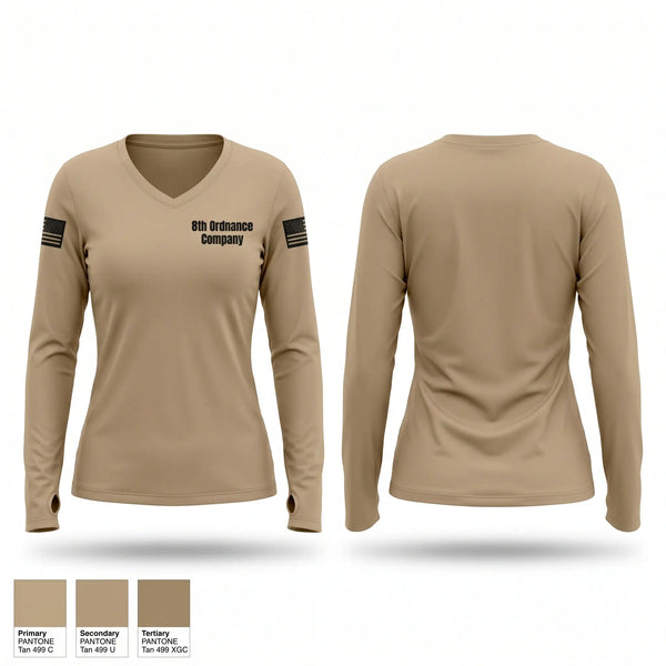 Womens Long Sleeve Vneck Shirt, 8th Ordnance Company, Army, Teamtime, Team time, sublimation, custom sports apparel, team uniforms, spirit wear, spiritwear, sports uniforms, custom shirts, team store, custom team store, fundraiser sports, apparel fundraiser