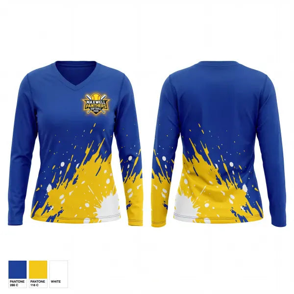 Womens Long Sleeve Vneck Shirt, Maxwell Panthers, Softball, Teamtime, Team time, sublimation, custom sports apparel, team uniforms, spirit wear, spiritwear, sports uniforms, custom shirts, team store, custom team store, fundraiser sports, apparel fundraiser
