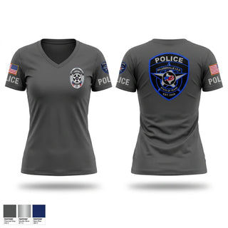 Womens Short Sleeve Vneck Shirt, Pflugerville ISD Police Department, Police, Teamtime, Team time, sublimation, custom sports apparel, team uniforms, spirit wear, spiritwear, sports uniforms, custom shirts, team store, custom team store, fundraiser sports, apparel fundraiser