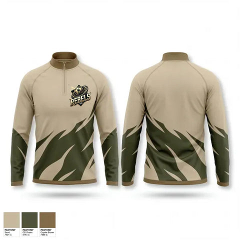 Quarter Zip Jacket, Rebels FC, Men's Soccer, Teamtime, Team time, sublimation, custom sports apparel, team uniforms, spirit wear, spiritwear, sports uniforms, custom shirts, team store, custom team store, fundraiser sports, apparel fundraiser