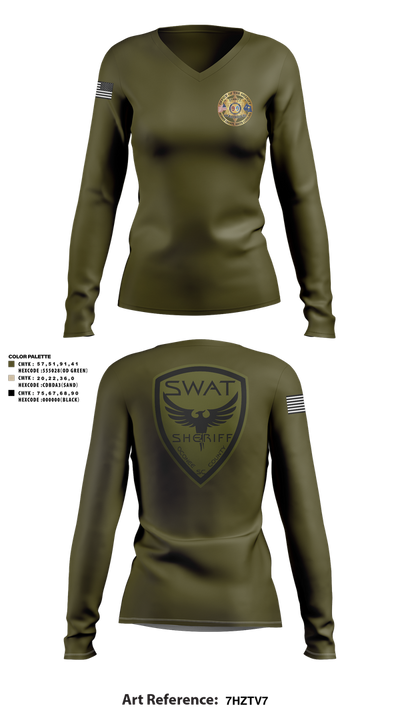 SWAT 37842893 Women's Long Sleeve V-neck Shirt - 1