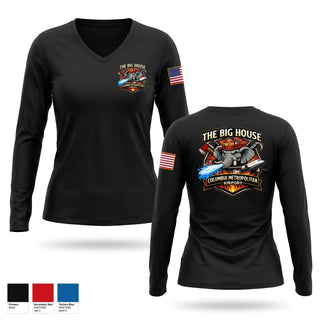 Womens Long Sleeve Vneck Shirt, Columbia Airport Fire, Fire Department, Teamtime, Team time, sublimation, custom sports apparel, team uniforms, spirit wear, spiritwear, sports uniforms, custom shirts, team store, custom team store, fundraiser sports, apparel fundraiser