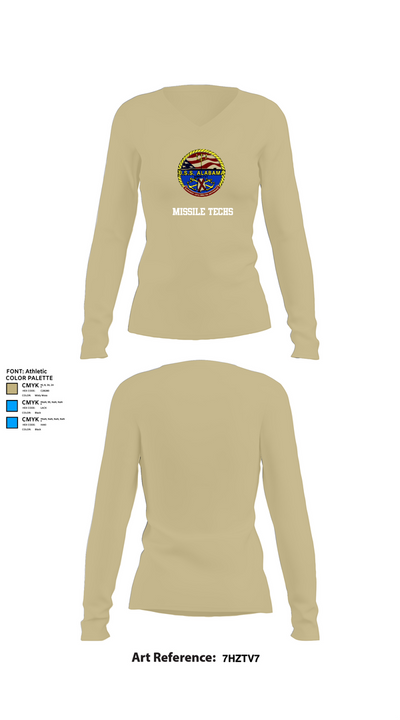 Missile Techs 24768628 Women's Long Sleeve V-neck Shirt - 78