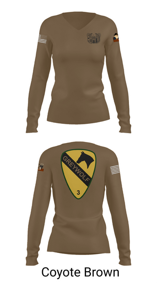 Womens Long Sleeve Vneck Shirt, 1st cav Div 3abct, , Teamtime, Team time, sublimation, custom sports apparel, team uniforms, spirit wear, spiritwear, sports uniforms, custom shirts, team store, custom team store, fundraiser sports, apparel fundraiser