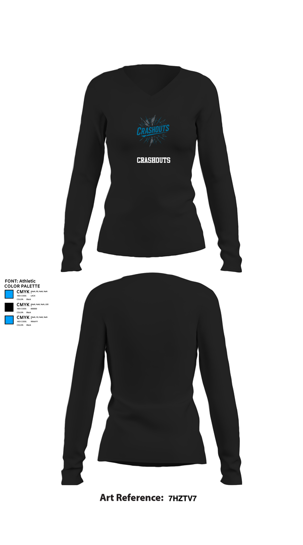 Womens Long Sleeve Vneck Shirt, CRASHOUTS, Baseball, Teamtime, Team time, sublimation, custom sports apparel, team uniforms, spirit wear, spiritwear, sports uniforms, custom shirts, team store, custom team store, fundraiser sports, apparel fundraiser