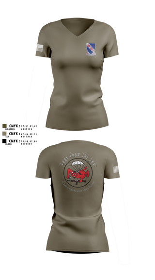 Womens Short Sleeve Vneck Shirt, CCo, 1-508PIR (OG), Army, Teamtime, Team time, sublimation, custom sports apparel, team uniforms, spirit wear, spiritwear, sports uniforms, custom shirts, team store, custom team store, fundraiser sports, apparel fundraiser