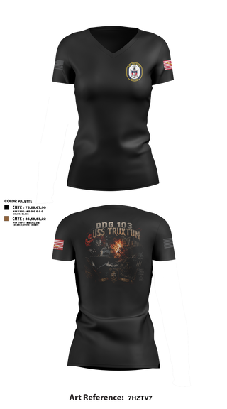 Womens Short Sleeve Vneck Shirt, USS Truxtun DDG 103, Navy, Teamtime, Team time, sublimation, custom sports apparel, team uniforms, spirit wear, spiritwear, sports uniforms, custom shirts, team store, custom team store, fundraiser sports, apparel fundraiser