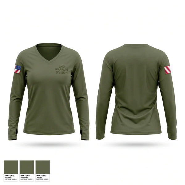 Womens Long Sleeve Vneck Shirt, 2nd warfare division, Navy, Teamtime, Team time, sublimation, custom sports apparel, team uniforms, spirit wear, spiritwear, sports uniforms, custom shirts, team store, custom team store, fundraiser sports, apparel fundraiser