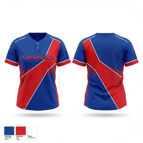 Two Button Softball Jersey, Carolina Ace, Softball, Teamtime, Team time, sublimation, custom sports apparel, team uniforms, spirit wear, spiritwear, sports uniforms, custom shirts, team store, custom team store, fundraiser sports, apparel fundraiser