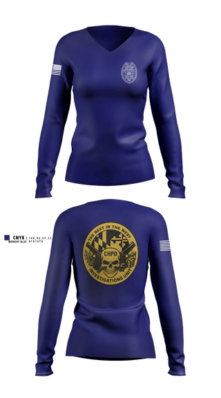 Womens Long Sleeve Vneck Shirt, Capitol Heights Police Dept., Police, Teamtime, Team time, sublimation, custom sports apparel, team uniforms, spirit wear, spiritwear, sports uniforms, custom shirts, team store, custom team store, fundraiser sports, apparel fundraiser