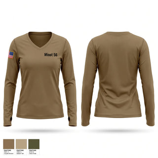 Womens Long Sleeve Vneck Shirt, Minot 5/6, Air Force, Teamtime, Team time, sublimation, custom sports apparel, team uniforms, spirit wear, spiritwear, sports uniforms, custom shirts, team store, custom team store, fundraiser sports, apparel fundraiser