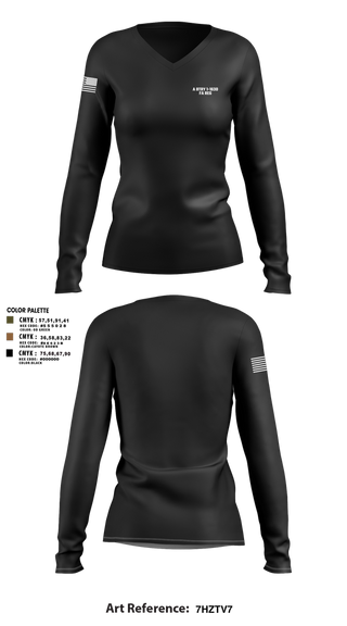 Womens Long Sleeve Vneck Shirt, A BTRY 1-163D FA Reg, , Teamtime, Team time, sublimation, custom sports apparel, team uniforms, spirit wear, spiritwear, sports uniforms, custom shirts, team store, custom team store, fundraiser sports, apparel fundraiser