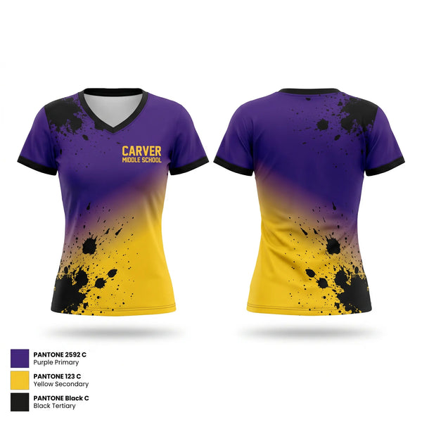 Womens Short Sleeve Vneck Shirt, CARVER MIDDLE SCHOOL, , Teamtime, Team time, sublimation, custom sports apparel, team uniforms, spirit wear, spiritwear, sports uniforms, custom shirts, team store, custom team store, fundraiser sports, apparel fundraiser