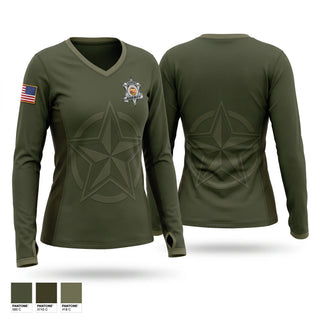 Womens Long Sleeve Vneck Shirt, Crawford county detective, Police, Teamtime, Team time, sublimation, custom sports apparel, team uniforms, spirit wear, spiritwear, sports uniforms, custom shirts, team store, custom team store, fundraiser sports, apparel fundraiser