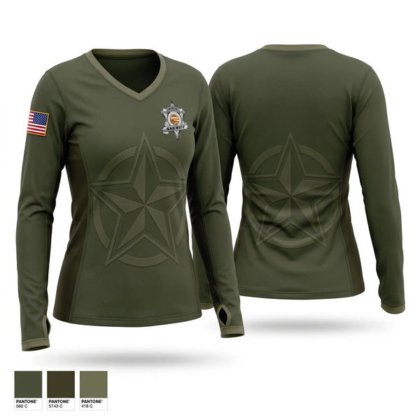 Womens Long Sleeve Vneck Shirt, Crawford county detective, Police, Teamtime, Team time, sublimation, custom sports apparel, team uniforms, spirit wear, spiritwear, sports uniforms, custom shirts, team store, custom team store, fundraiser sports, apparel fundraiser