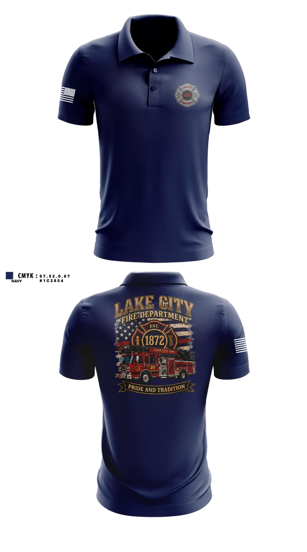 Short Sleeve Performance Polo, Lake City Fire Department, Fire Department, Teamtime, Team time, sublimation, custom sports apparel, team uniforms, spirit wear, spiritwear, sports uniforms, custom shirts, team store, custom team store, fundraiser sports, apparel fundraiser