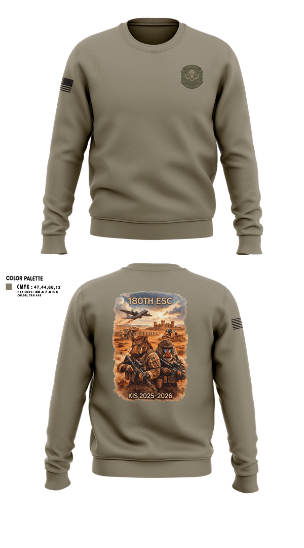 Crew Neck Sweatshirt, 180th ESC Kismayo, Army, Teamtime, Team time, sublimation, custom sports apparel, team uniforms, spirit wear, spiritwear, sports uniforms, custom shirts, team store, custom team store, fundraiser sports, apparel fundraiser