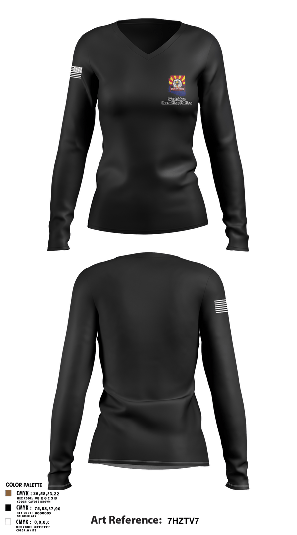 Women's Long Sleeve Vneck Shirt, Westridge Recruiting Station, Army, Teamtime, Team time, sublimation, custom sports apparel, team uniforms, spirit wear, spiritwear, sports uniforms, custom shirts, team store, custom team store, fundraiser sports, apparel fundraiser